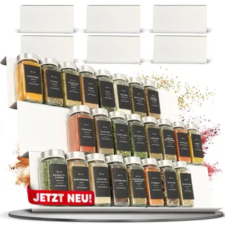 Homety Gewürzregal Schublade aus Metall, Gewürz Organizer ausziehbar für Gewürze Aufbewahrung, Küchen Organizer Gewürze, Ordnungssystem für Gewürzschublade, Weiss