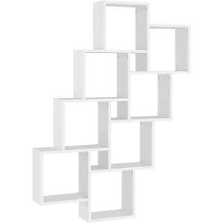 vidaXL Wandregal mit 11 Offenen Fächern 90/15/119 cm aus Holzwerkstoff Weiß , Strukturbuche , Rechteckig , 90x119x15 cm , Wohnzimmer, Regale, Wandregale