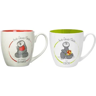 GRUSS & CO Geschenkset für liebe Freunde | Tassenset mit 2 Tassen mit Motivdruck, 45 cl | Geschenk Geburtstag, Weihnachten, Valentinstag | 45520 + 46267