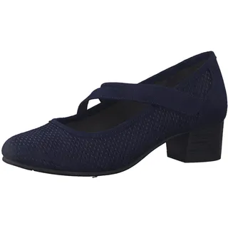 Jana Damen Pumps mit Riemen Kleiner Absatz Vegan, Blau OCEAN 38 EU