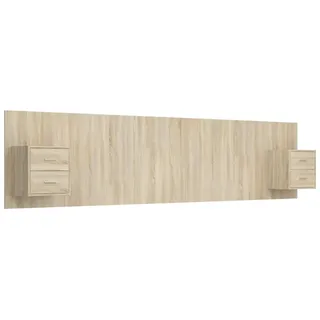 Bettkopfteil mit Nachttischen Sonoma-Eiche Holzwerkstoff - Braun