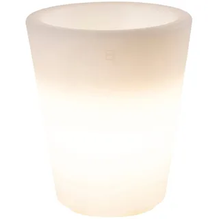 8 seasons Design Shining Classic Pot S, LED Pflanzkübel 34 x 39 cm (weiß), E27 Fassung inkl. Leuchtmittel in warmweiß, beleuchteter Pflanzkübel für innen + außen, Blumenkübel