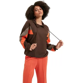 Trendyol Damen Kapuzensweatshirt, einfarbig Sweatshirt, braun, 36