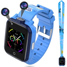 TOPCHANCES 4G Smartwatch für Kinder Smart Watch kinderuhr mit GPS WiFi LBS Tracker,2 Kamera,SOS,Wecker, Jungen Mädchen Smartphone für Kids 3-12 Jahre (Blau)