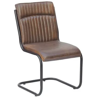 Massivmoebel24.de Freischwinger Echtleder 52x61x92 braun IRON LABEL #03 - Braun