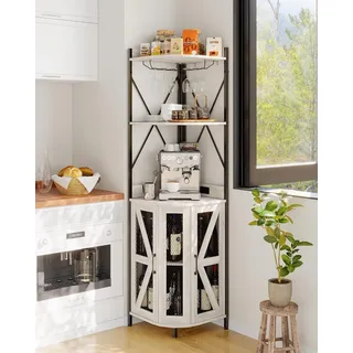 183cm Küchenschränke, Eck-Weinschrank mit Steckdose, industrieller Weinschrank mit LED-Streifen und Glashalter, 5-stöckiger Spirituosenschrank für die Hausbar, ideal für kleine Räume, Vitrinen, 12 Far