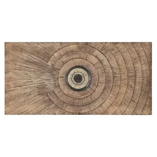 DRW Kopfteil für Bett, 180 cm, geschnitztes Holz mit braunen und goldenen Kreisen, 193 x 92 x 79 cm