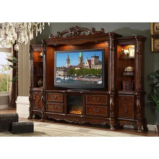 Wohnwand TV Wand Holz Stil Barock Regal Klassische Wohnzimmer Möbel Schrank neu - Braun