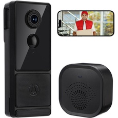 Geegear Video-Türklingel mit Chime, 2.4Ghz WiFi 1080P HD Kabelgebundene Türklingel mit Kamera PIR Personenerkennung Zwei-Wege-Audio Nachtsicht Kabellose Video Doorbell SD & Cloud-Speicher