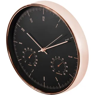 Maclean CE70 G Leise Quartz Wanduhr mit Hygrometer & Thermometer in Silber & Gold - ? 30cm 12" (Gold)