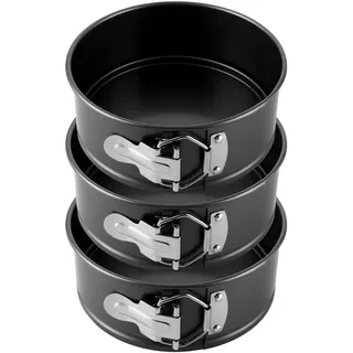 LOPYXBR 3 Stück Springform 16CM Rund, Backform 16 cm Rund Kuchenform Klein mit Antihaftbeschichtung, Springform mit Flachboden aus Kohlenstoffstahl für Muffins, Torten, Desserts Herstellen