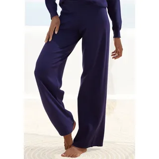 Strickhose LASCANA, Damen, Gr. 32/34, N-Gr, blau (marine), Obermaterial: 50% Viskose, 28% Polyester, 22% Nylon, unifarben, Basic, bequem lang, Hosen Strickhose, mit weitem Bein, Loungewear