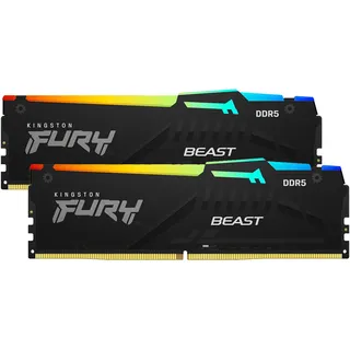 Kingston FURY Beast RGB schwarz DIMM Kit 32GB DDR5-6000, CL36-44-44, on-die ECC (KF560C36BBE2AK2-32)