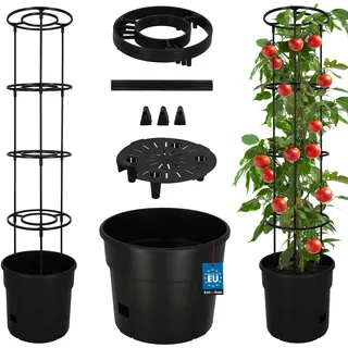 KOTARBAU® Tomatenturm 115 cm Tomatentopf Rankhilfe für Tomaten Gurken Gemüsen Anpassbare Rankgitter Pflanz-Türme ⌀ 30 cm Blumentopf Pflanzkübel Schwarz Kunststoff