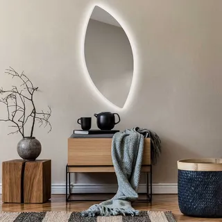 Unregelmäßiger asymmetrischer Spiegel mit LED Beleuchtung 44x94 cm - mit LED Beleuchtung - LED Farbe Kaltweiß 7000K - Individuell Nach Maß - Beleuchtet Wandspiegel Lichtspiegel Badezimmerspiegel LPI221 - Transparent