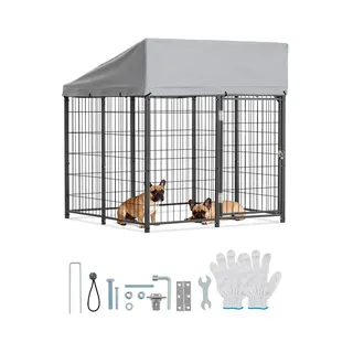 VEVOR Hundezwinger, 1,12x1,15x1,25 m, Hundehütte mit Sicherheitsschloss, Outdoor Hundehaus mit UV-Beständiger & Wasserdichter Dachabdeckung, Robuste Hundegehege/Auslauf für Große Hunde