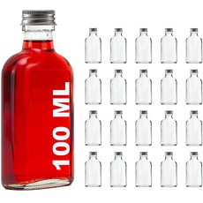 Bild 20 Leere Glasflaschen 100 ml TASCHI mit Schraubverschluss zum selbst Abfüllen 0,1 Liter l Likörflaschen Schnapsflaschen Essigflaschen Ölflaschen