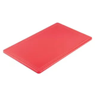 Stalgast Schneidebrett, HACCP, GN 1/1, spülmaschinenfest, Praktisches Schneidbrett, 15 mm zum Schneiden und Servieren, Rot für rohes Fleisch