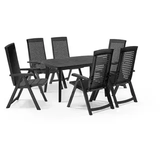 SHAF Milano 7-tlg. Outdoor-Essgruppen-Set Klappstuhl anthrazit