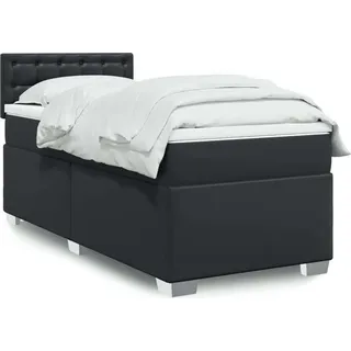 Langlebige Boxspringbett mit Matratze Schwarz 90x200 cm Kunstleder Gästebett mit Lattenrost Möbel9987487 - Schwarz