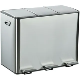 Relaxdays Mülleimer 3 Fächer 15 l Silber
