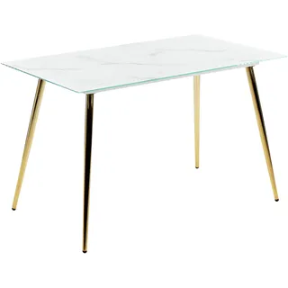 Beliani Esstisch 120 x 75 x 70 cm weiß/gold