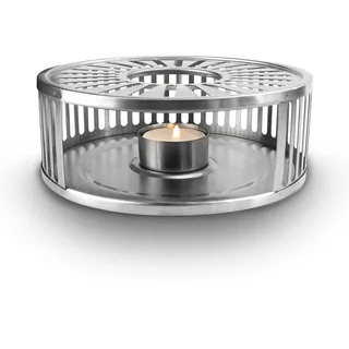 Creano Design Stövchen aus Edelstahl mit Teelichthalter - Teewärmer - stabil klappert Nicht - Rechaud für sämtliche Teekannen geeignet