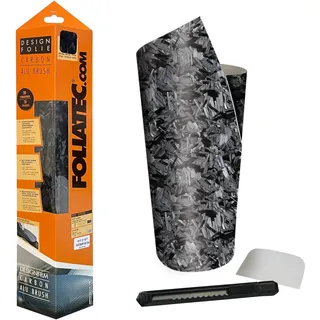 FoliaTec Cockpit Designfolie Forged Carbon Folie für Auto Cockpit, schwarz strukturiert, 152 x 20 cm