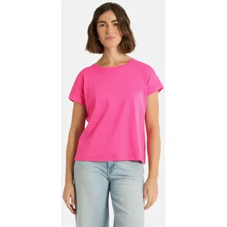 T-Shirt LIEBLINGSSTÜCK "CamilaEP", Damen, Gr. XL, lovely pink, Single Jersey, Obermaterial: 100% Baumwolle, clean, unifarben, hüftlang, Rundhals, mit Umschlag, Shirts T-Shirt, Ärmel mit Umschlag, Rundhals