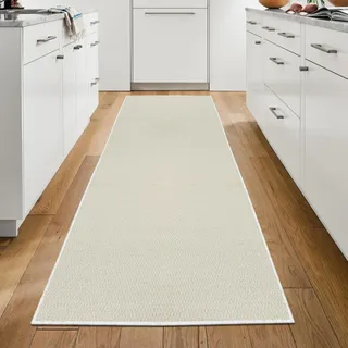 WTHYGB Teppich Läufer Flur, Küchenläufer 80x200cm rutschfest Waschbar | Bettvorleger für Waschküche, Vorzimmer, Schlafzimmer Küche und Wohnzimmer, Carpet einfarbig Beige