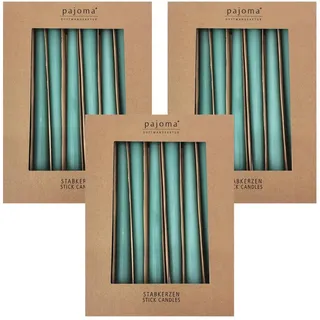 Stabkerzen 30er-Set | Grün | Höhe 25 cm ø 2,2 cm | Brenndauer 7 Stunden - Premium Qualität | einfarbige Spitzenkerzen | pajoma®