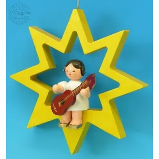 Engel sitzend groß mit Gitarre rote Flügel
