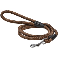 Bobby Walk – Schlauchförmige Hundeleine, Trainingshundeleine mit Karabiner, strapazierfähiges Nylon, braun, 124 x 1,2 cm