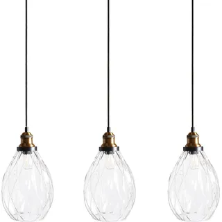 BELIANI Hängelampe Transparent Glas Schirm 3-Flammig Elegant Modern Industrial Style Hängeleuchte für Esstisch Esszimmer Wohnzimmer Schlafzimmer - Transparent, Schwarz