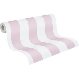 A.S. Création Streifentapete Little Love Tapete gestreift PVC-freie Vliestapete rosa weiß seidenmatt glatt 381482