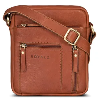 ROYALZ 'Dallas' Kleine Umhängetasche Herren Leder - Männer Schultertasche Echtleder im Vintage Look - Mini Ledertasche ideal für Alltag und Freizeit, Farbe:Texas Braun