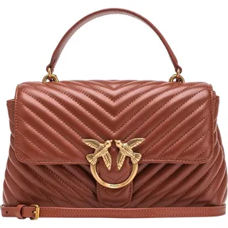 PINKO Handtasche Umhängetasche Love Lady Puff Classic CL Sheep Nappa Chevron Arab - Antique Gold braun - Braun