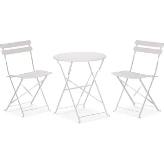 Runder Tisch mit Stühlen Rebecca Mobili Berenj 71x60x60 Stahl Weiß Modern SET 3 stk - Weiß