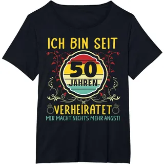 Goldene Hochzeit 50 Jahre Verheiratet Hochzeitstag T-Shirt, Damen Große Größen, Schwarz, 1X