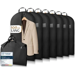 Bruce.® 7x Kleidersack Kurz 100x60cm – Atmungsaktive Kleiderhülle für Anzug, Jacke & Hemd – 120 GSM Materialstärke – Anzugtasche für Reisen & Aufbewahrung - Kleidersäcke herren - Schwarz