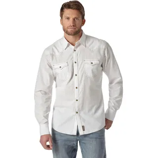 Wrangler Herren Retro Zwei-taschen-langarm-shirt mit Druckknopfverschluss Hemd, Weiß, M