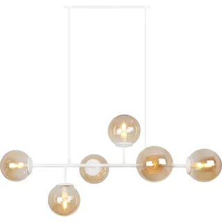 Deckenleuchte Siena Weiß 6-flammig Glas Honig E14 lange Arme