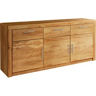 Sideboard VOGL MÖBELFABRIK "Toronto", braun (wildeiche teilmassiv, 3 schubladen), B:182cm H:82cm T:42cm, Holz teilmassiv, Melamin, Sideboards, Sideboard