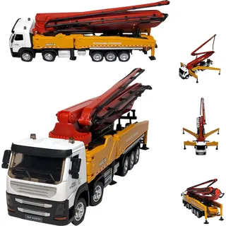 COIL Spielzeug-LKW, LKW mit Betonpumpe, Baufahrzeug, Betonpumpenwagen, HUINA 1709, 1:50, Gummiräder, Metallelemente, Gelb - Gelb
