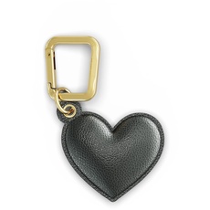 UNTAGS - Herzanhänger - Material mit Ledereffekt - mit Goldener Metallschnalle - schwarz