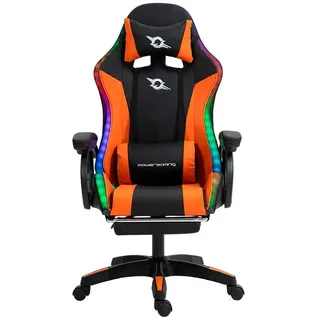Powergaming Led Rgb Gaming-stuhl Mit Fußstütze - Black / Orange