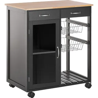 BELIANI Servierwagen Schwarz Holz und MDF-Platte mit Rädern 2 Körben 2 Schubladen Schrank Modern Klassisch Wohnzimmer Küche Wohnküche - Schwarz, Braun