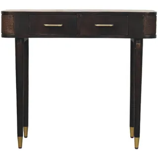 Artisan Furniture Konsolentisch mit Samt-Mokka-Finish, 2 Schubladen, dunkelbraun , Dunkelbraun , Holz , Echtholz,Mangoholz , Rechteckig , 90x80x35 cm , FSC 100% , Wohnzimmer, Wohnzimmertische, Konsolentische