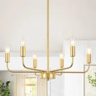 LWYTJO Kronleuchter Gold 6 Flammig, Kronleuchter Modern Hängelampe, E14