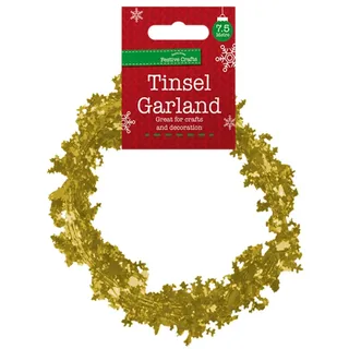 Weihnachten Schneeflocke Lametta Girlande 7.5 Meter Dekoration - Gold